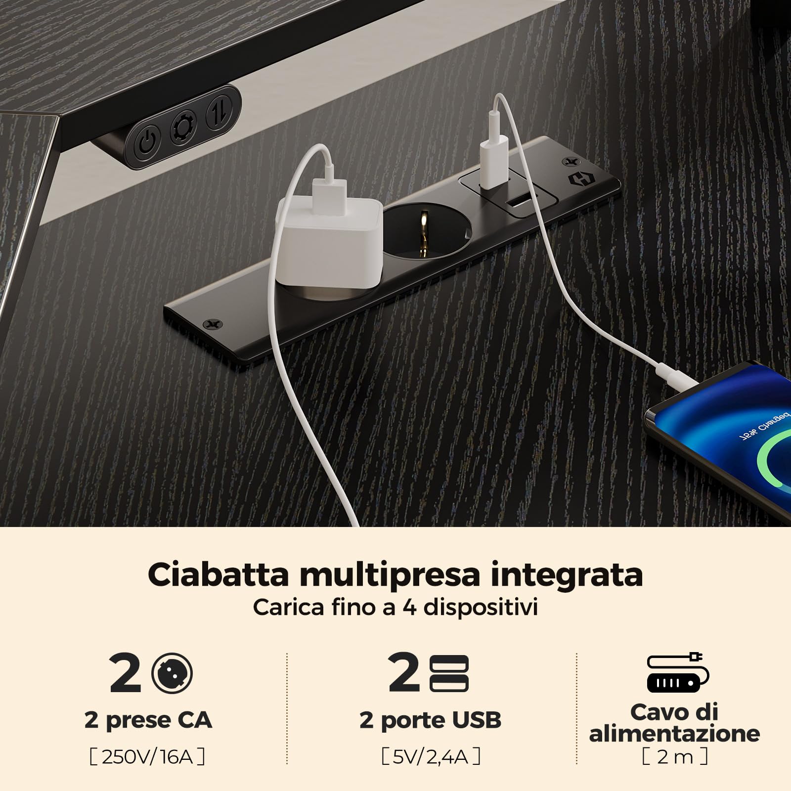 Rolanstar Scrivania Gaming Angolare con LED, Scrivania a L con Prese e Porte USB, Supporto per Monitor e Ripiano, Tavolo a Forma di L Reversibili con 2 Ganci (Nero, 134,5 x 134,5 x 86,2cm)