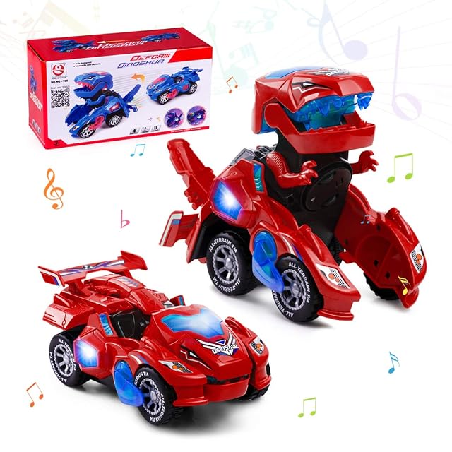 Highttoy Coche Dinosaurio Transformable Niños 3+ Años con Luces y Música