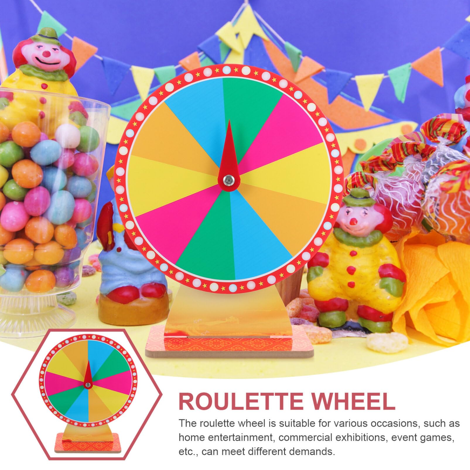 Roue De Prix De 30,5 Cm - 12 Emplacements De Couleur - Roulette De Table De La Fortune - Avec Marqueur Effaçable à Sec Et Gomme - Pour Carnaval, Salon Commercial, Gagnez