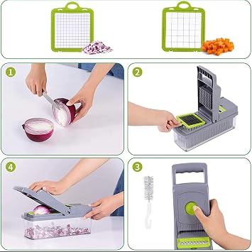 Mistaha 7-in-1 Çok fonksiyonlu Mutfak Aleti 8 Bıçaklı Sebze Kesici Patates Dilimleyici Havuç Peynir Rendesi Elma Soyucu Sarımsak Ezici El Mutfak Aksesuarları