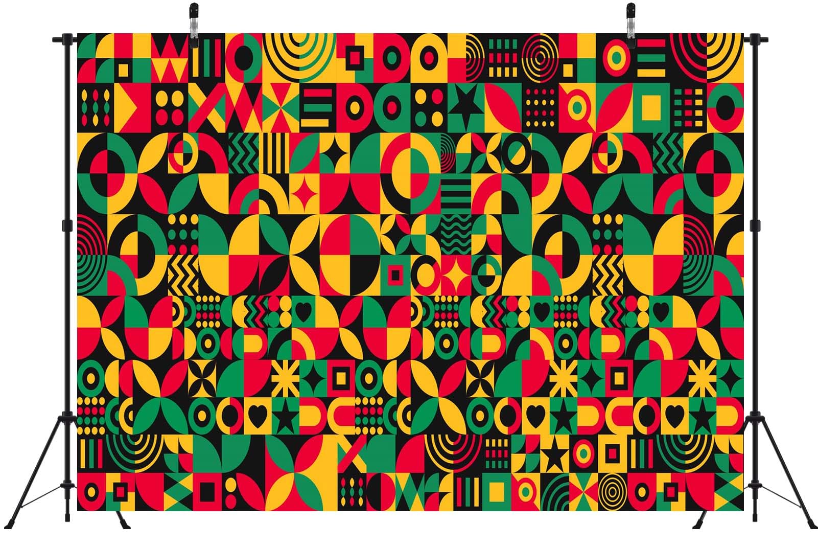 BELECO 3.6x3m Sfondo in tessuto Kwanzaa | Motivi geometrici colorati mese della storia nera sfondo celebrazione cultura afroamericana shooting foto
