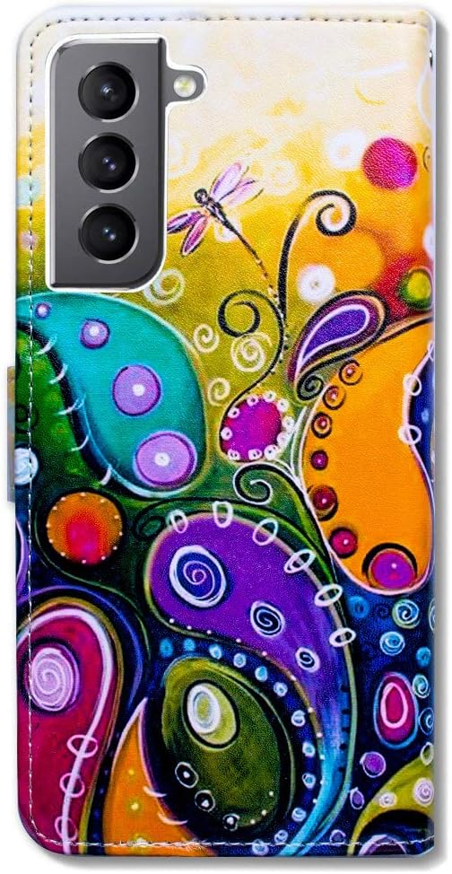Case for Galaxy S22, Colorful Dragonfly Leather Flip Phone Case Wallet Cover with Card Slot Holder Kickstand for Samsung Galaxy S22 5G - Image 7
