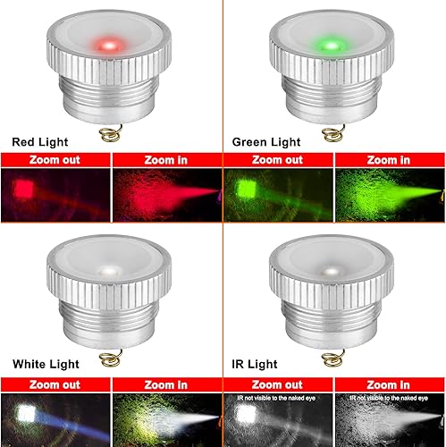 Miniatura 6 de ANEKIM Linterna de caza con zoom UC50 con módulos intercambiables (rojo, verde, blanco, IR) - Luz depredadora de 1200 lúmenes para caza nocturna de