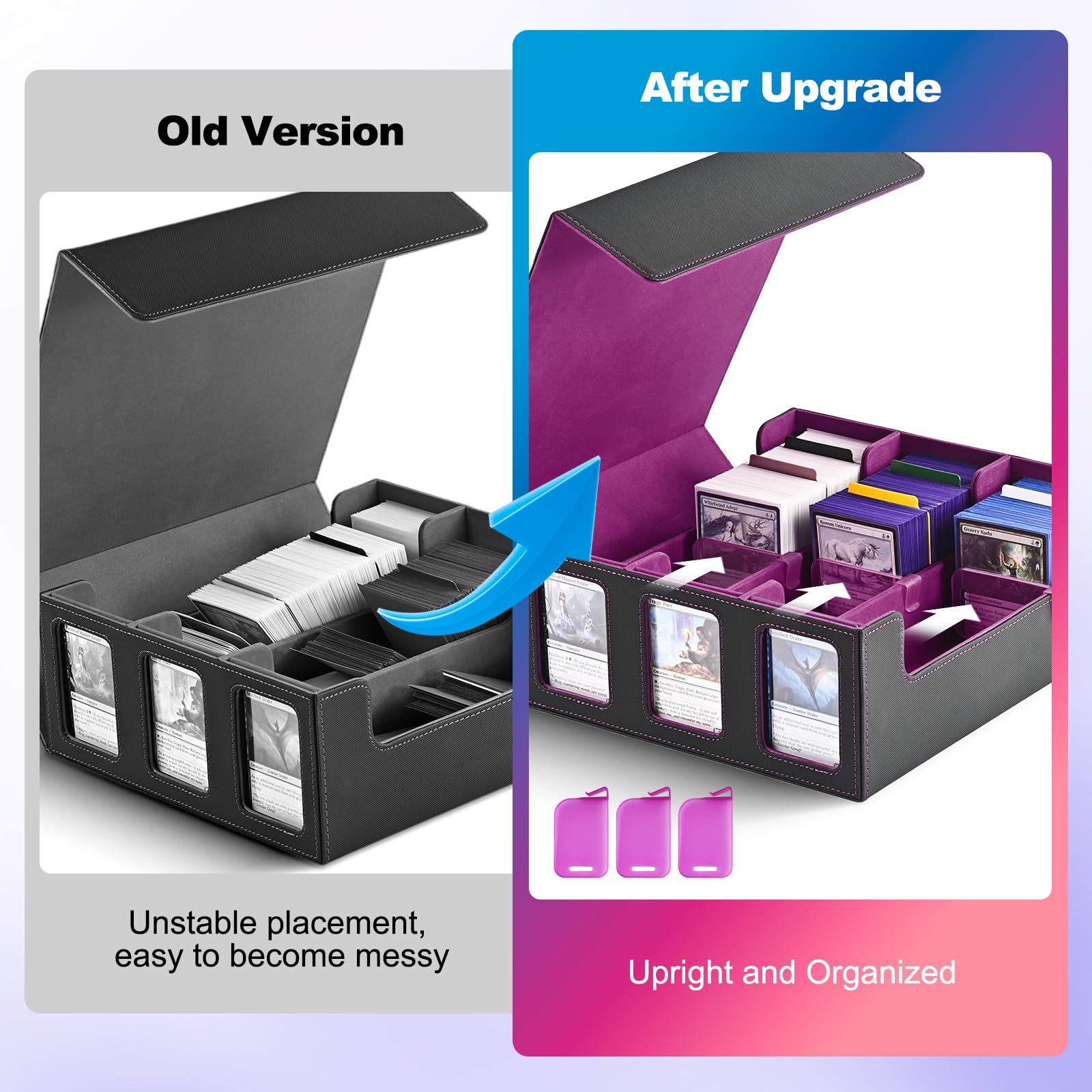 UAONO Caja de Almacenamiento para Tarjetas Intercambiables - Más de 1800 Cajas Commander para MTG Con Ventana de Visualización - Funda de Carga Superior