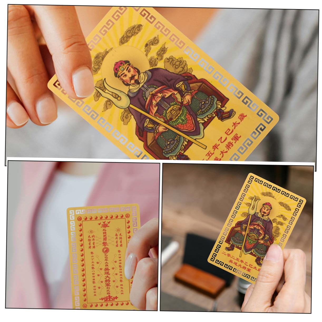 Amuleto di Carte d'oro Tai sui da 5 Carte Cinesi per Fortuna e Protezione per Uso Feng Shui