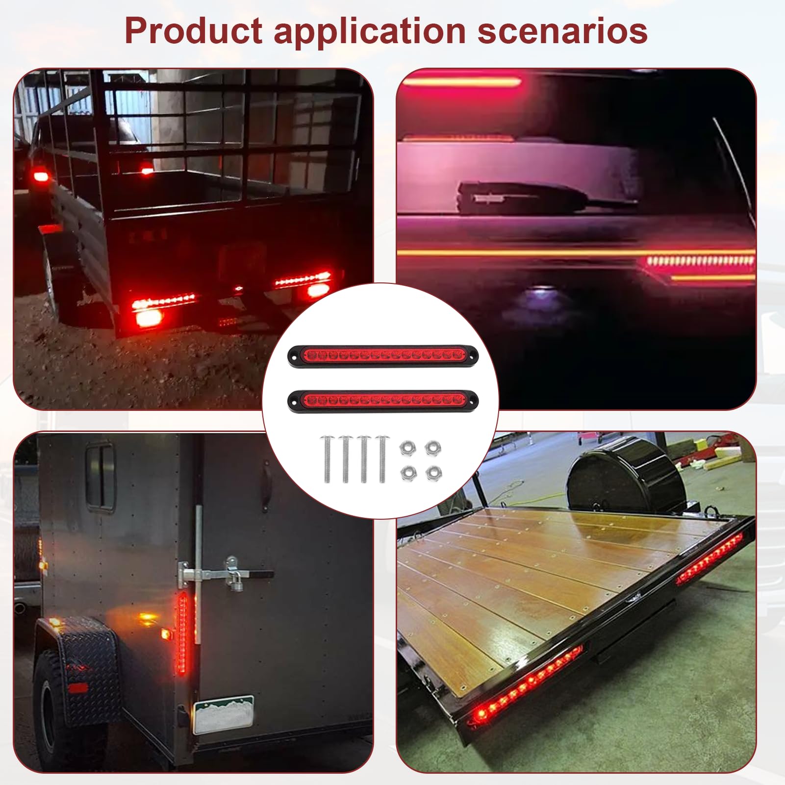 2 Feux Arrière LED Remorque - 12-24V - Étanches IP67 - Rouge - Pour Remorque, Camping-car, Van - 10
