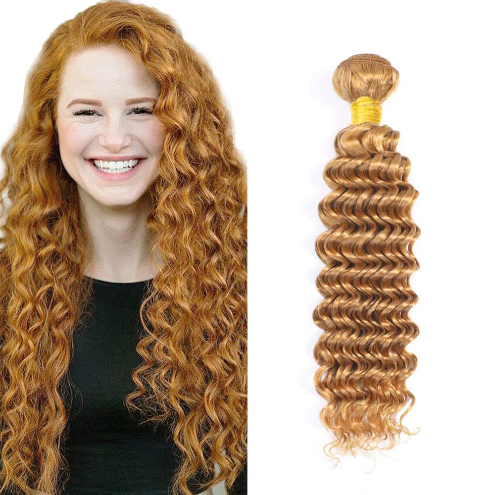 24 inch Blonde Bundles Human Hair 27 Bundles Honey Blonde Human Hair Bundles Brazilian 8A Remy Blonde Deep Wave Human Hair Bundle 100g