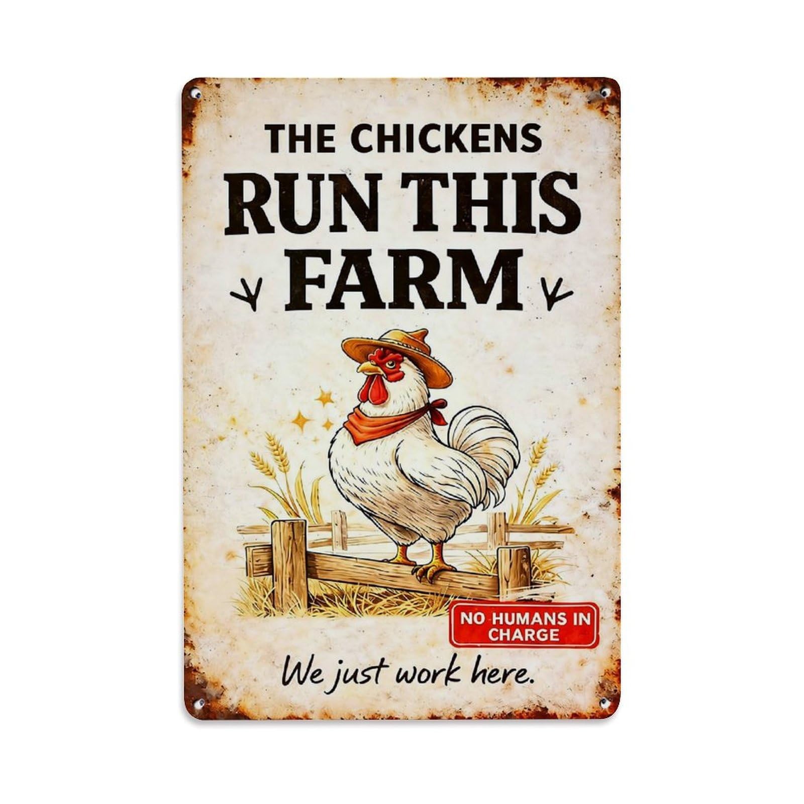 Nestemfo Vintage The Chickens Run This Farm Tin Sign Metal Sign, Living Room,Bar, Home, Bedroom Wall Decor,Retro Metal Poster 8X12 Inches