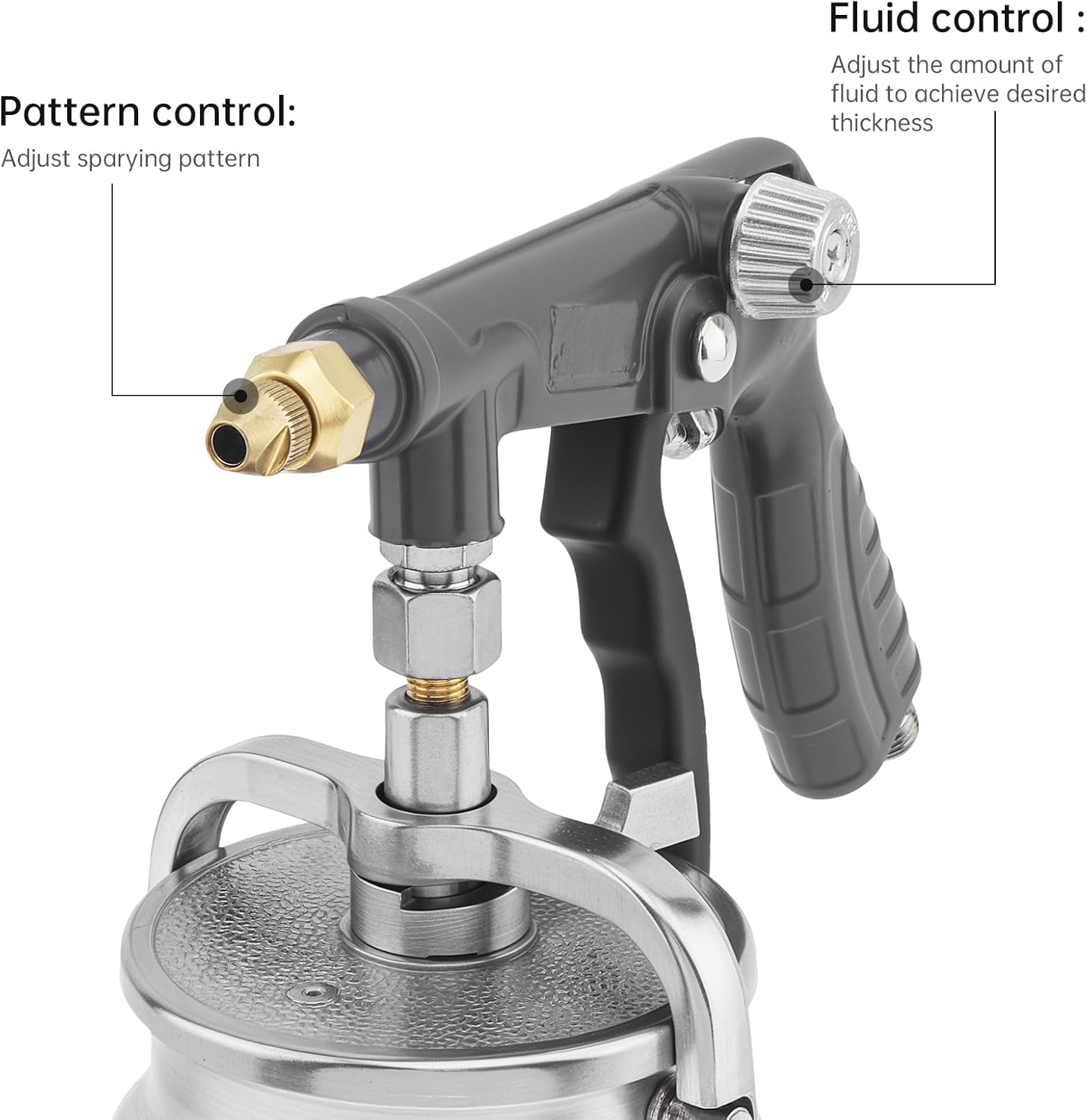 ChgImposs Undercoating Spray Gun Kit, 34 fl oz / 1 Liter Cup, Fluid Film Rust Proofing Gun for Truck Bed Liner, Car Underbody Coating, Rubberized Protective Spray Tool with Hoses (Grey)