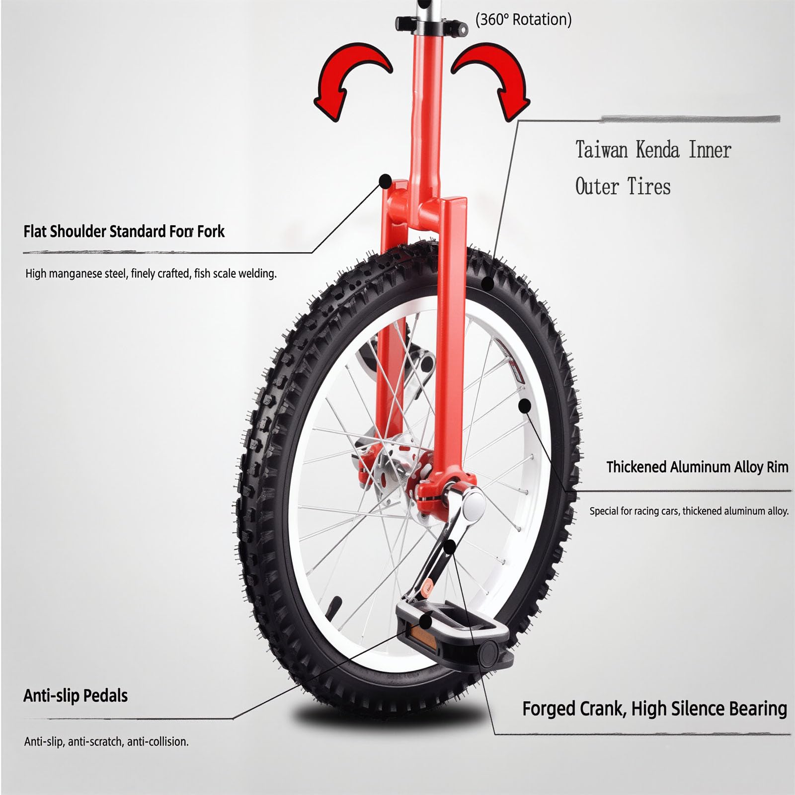 Monocycle De 20 Pouces, Vélo À Une Roue avec Pneu Étanche, Siège Réglable, Roulement Incurvé Et Silencieux, Conceptions Antidérapantes, pour Les Sports De Plein Air, Les Exercices De Fitness