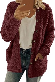 Winter Coat for Women 2024 Soft Fleece Jacket Fuzzy Sherpa Cardigan Open Front Fleece Button Down Warm Casual Sweater