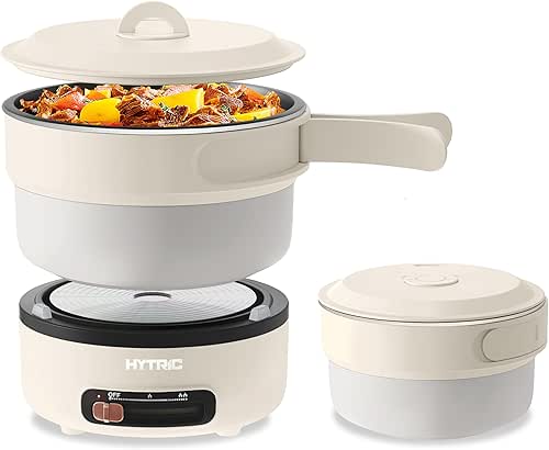 HYTRIC Electric Cooker, 2L Portable Electric Cooker with Foldable Handle,