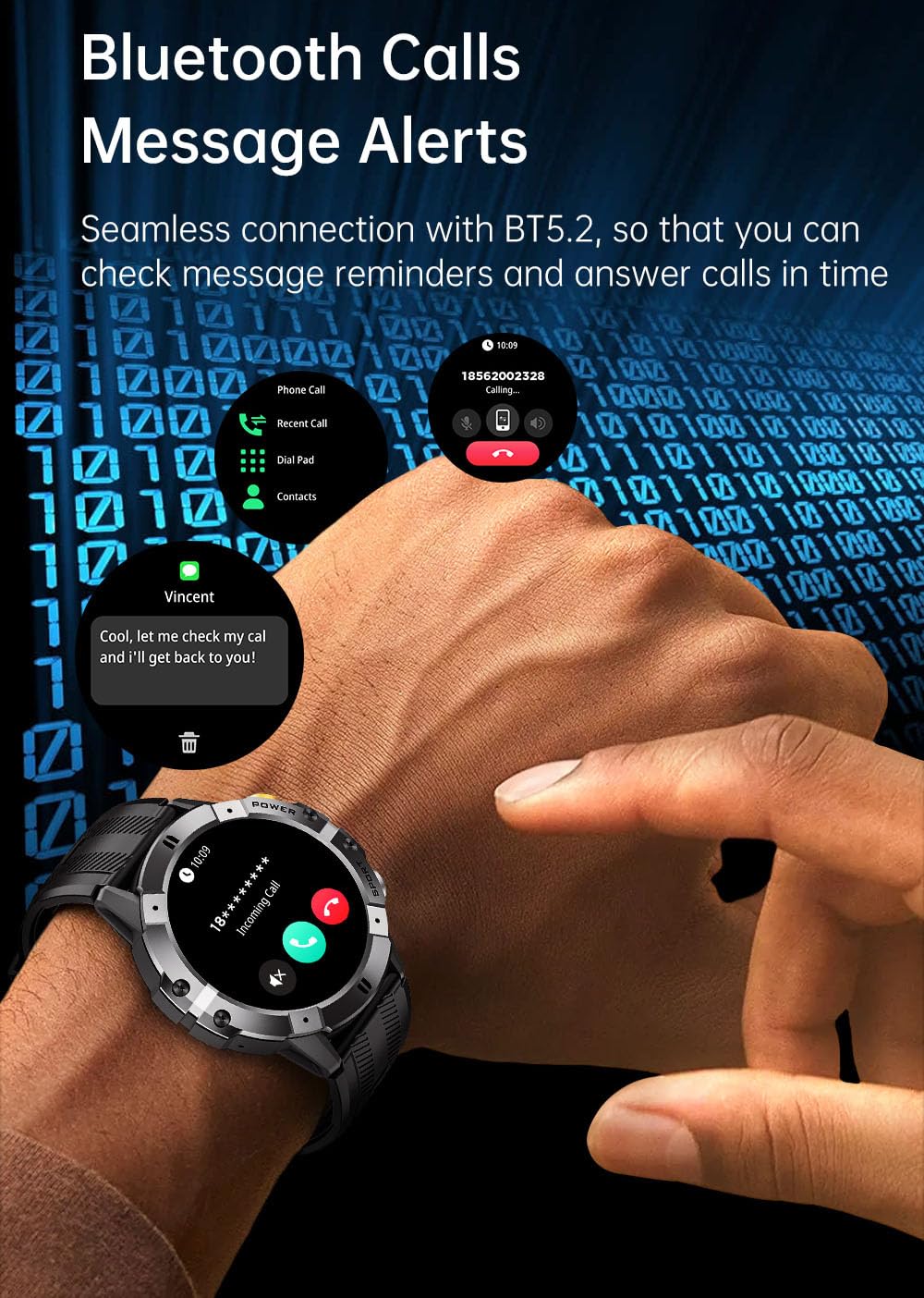 FOSSiBOT C29 Smartwatch Uomo Donna con Effettua o Risposta Chiamate,Orologio Intelligente Fitness con Chiamate Bluetooth,Smart Watch Tracker 100+ Modalità Sportive,IP68 Smart Watch per Android iOS