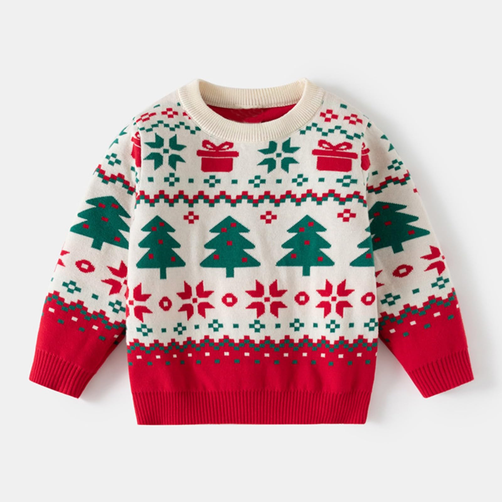 Jersey Navideño Niños Suéter de Punto Cuello Redondo Navidad 2-6 Años
