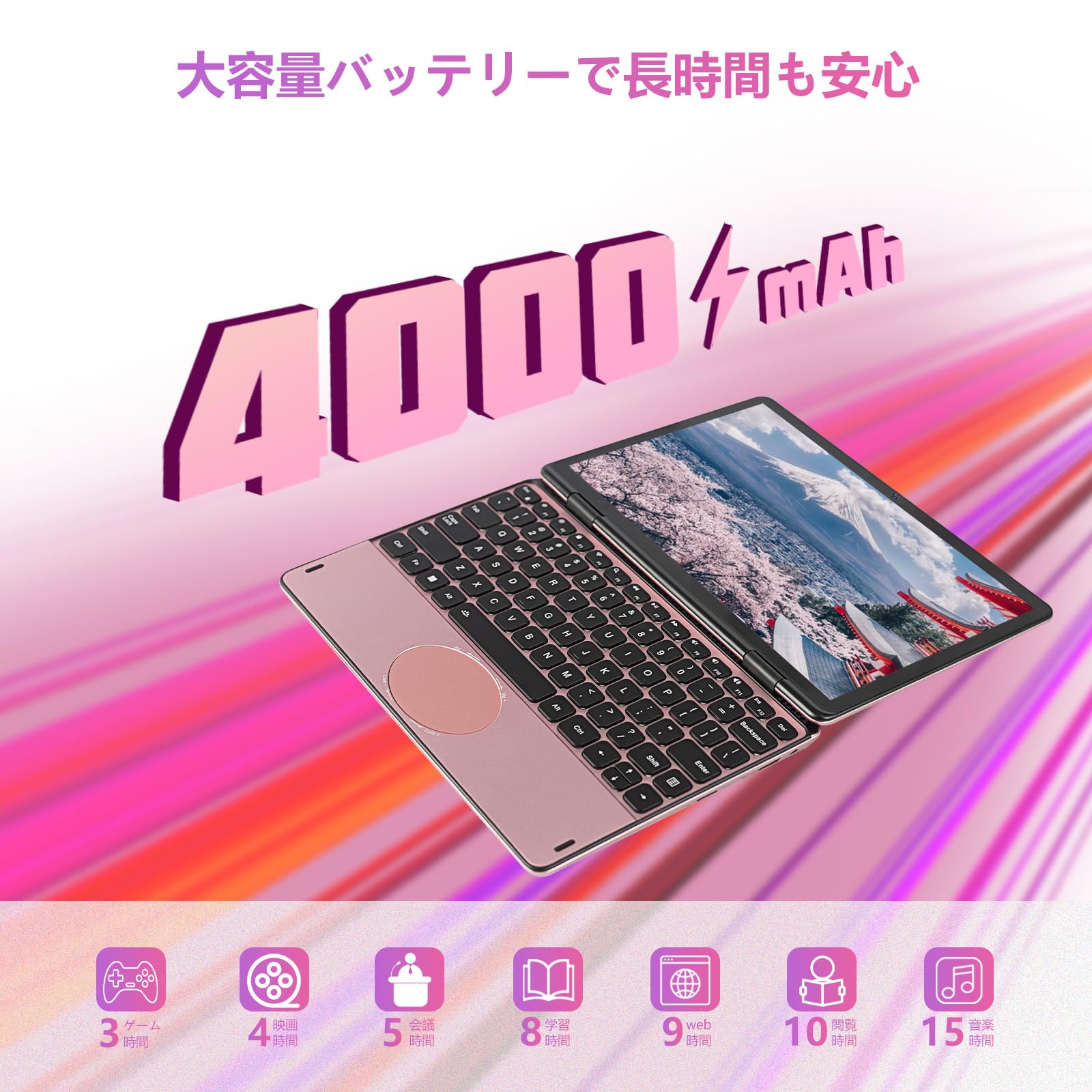 ノートパソコン ピンク10.95インチタッチパネル RGB/16GB DDR4 Amazon.co.jp: OFFICE 2024 搭載 2in1 ノートパソコン