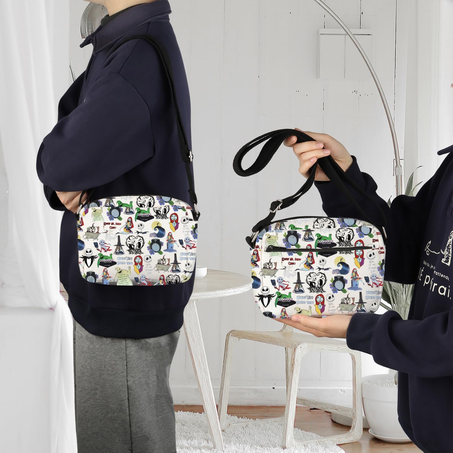 ENSIANTH Horror Movie Inspired Messenger Bag Skull Merch Jack Sally Fans Gift Zero Ghost Dog Crossbody Bag (Ghost HengCB) - Image 2