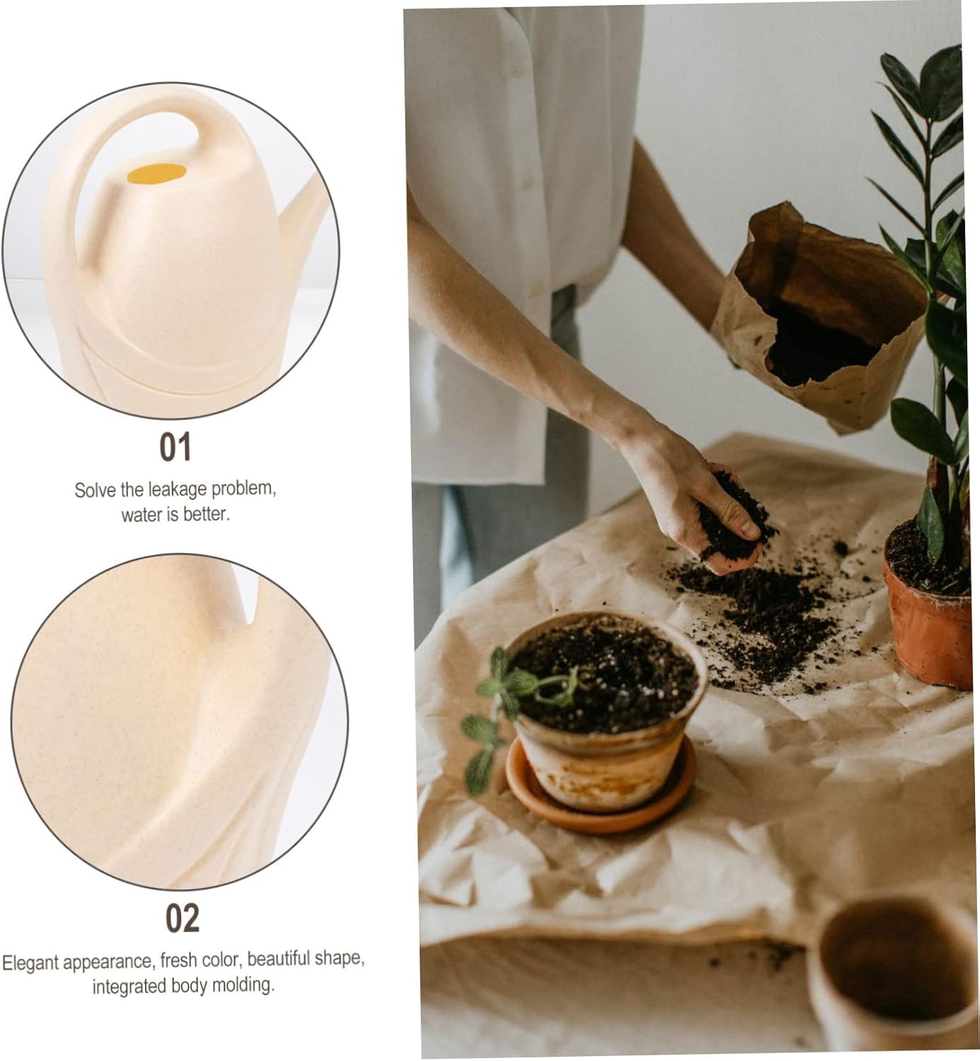 Watering can,1pc Vegetable Watering Pot Watering Can Indoor Cleaning Spray Bottles Outdoor Watering Can Water Plant Plastic Watering Kettle Watering Spray Bottle Handheld Watering Can Beige Pp