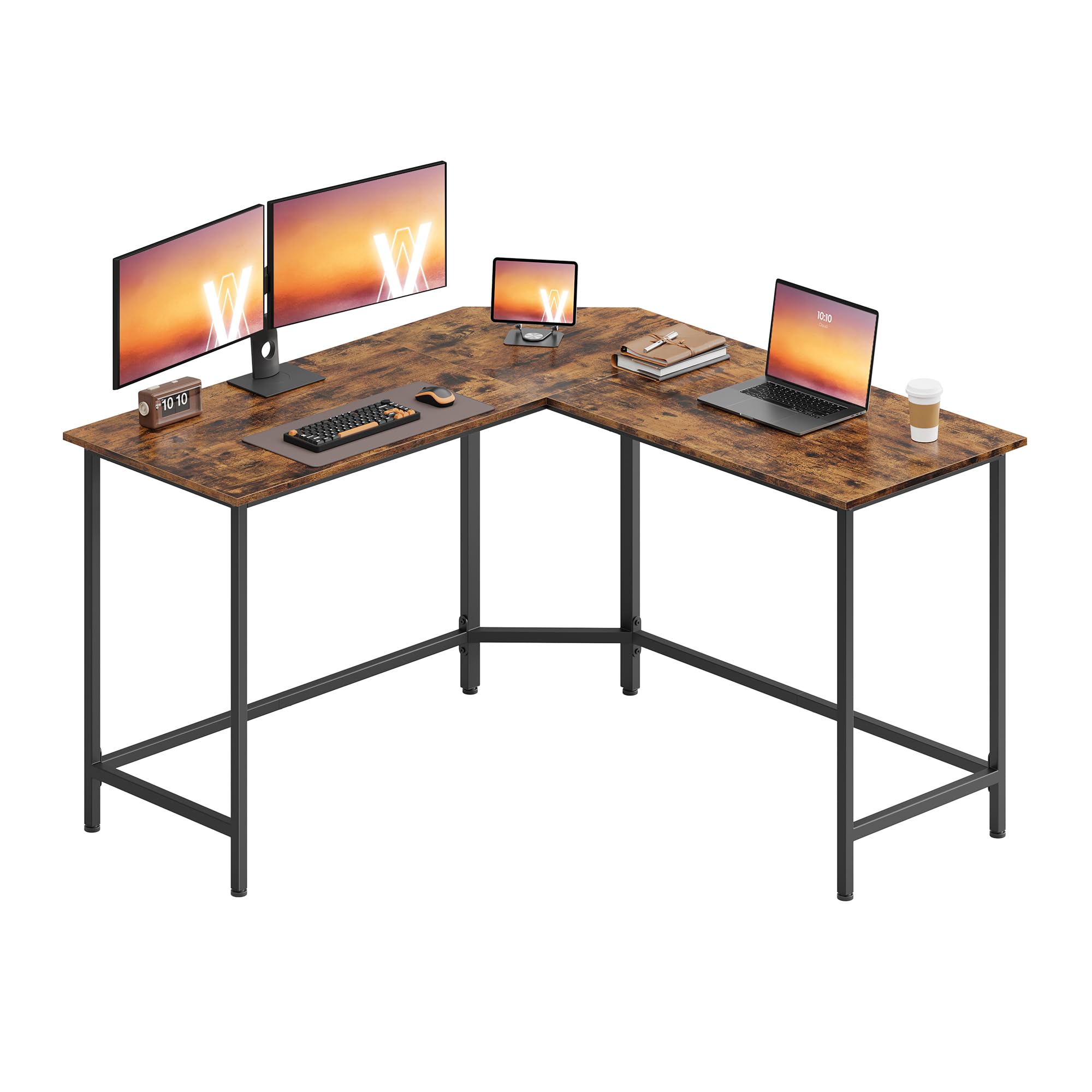 Sleek L-Shaped Gaming Desk - 129cm Corner Design, Cable Management Included