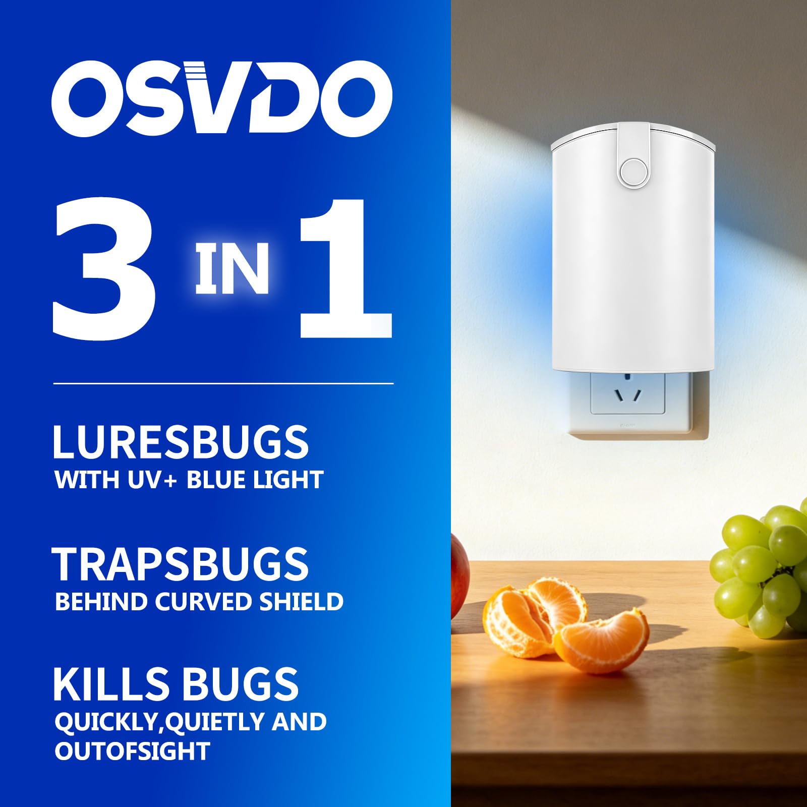 Trappole per insetti volanti, 2 dispositivi e 8 ricariche, trappola per moscerini e moscerini, trappola per moscerini e mosche, con luce UV notturna, per casa, ufficio
