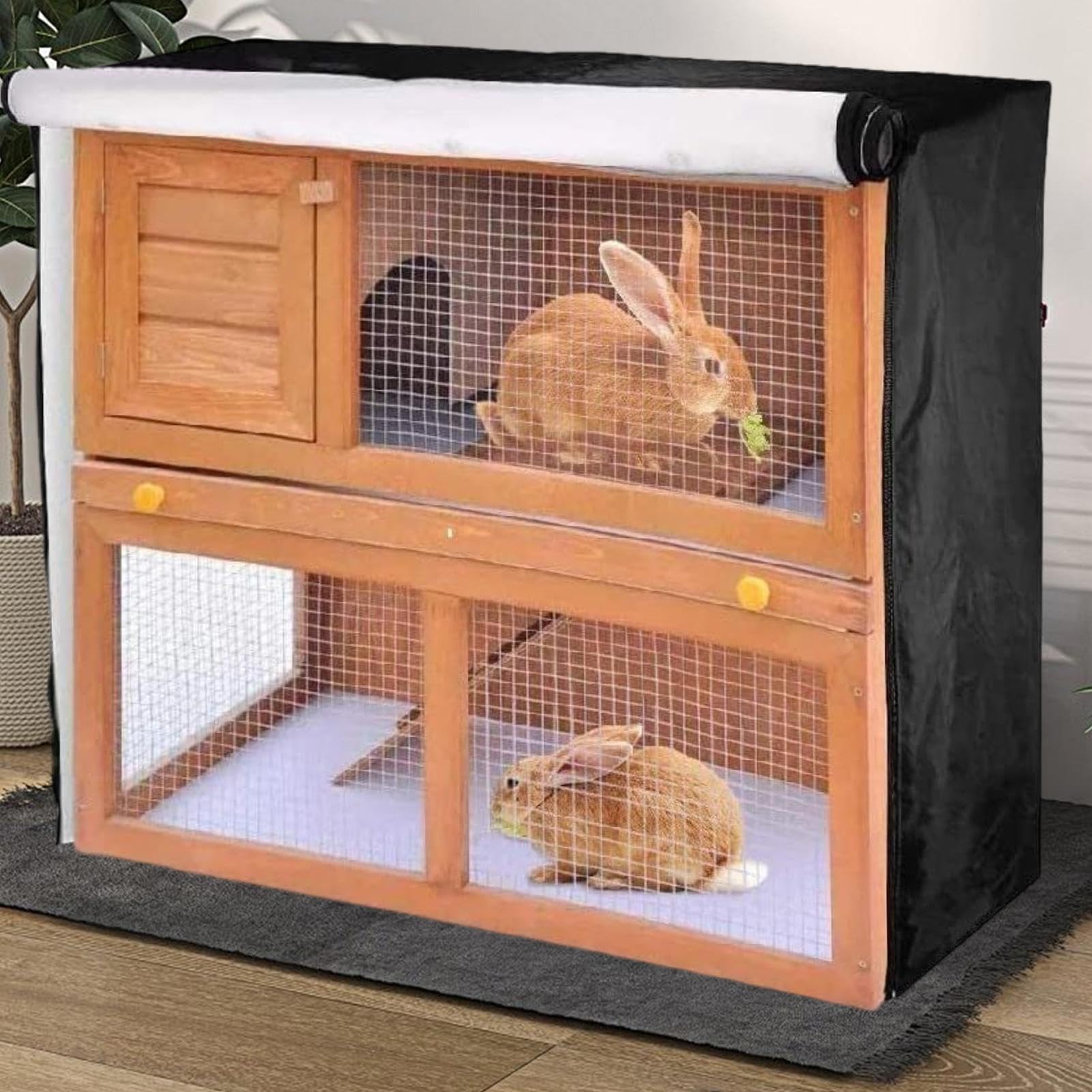 Housse rectangulaire pour clapier à lapin, protection UV, accessoire de | protection hivernale, avec ouverture à fermeture éclair, pour jardin, terrasse, arrière-cour, pelouse