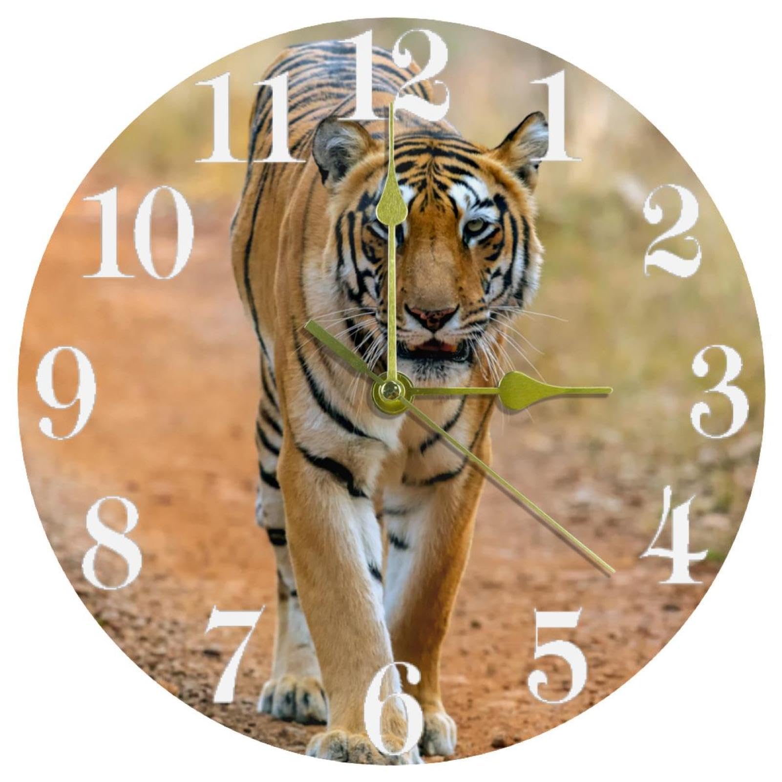 Horloge murale ronde à quartz Tiger silencieuse pour la cuisine et le bureau
