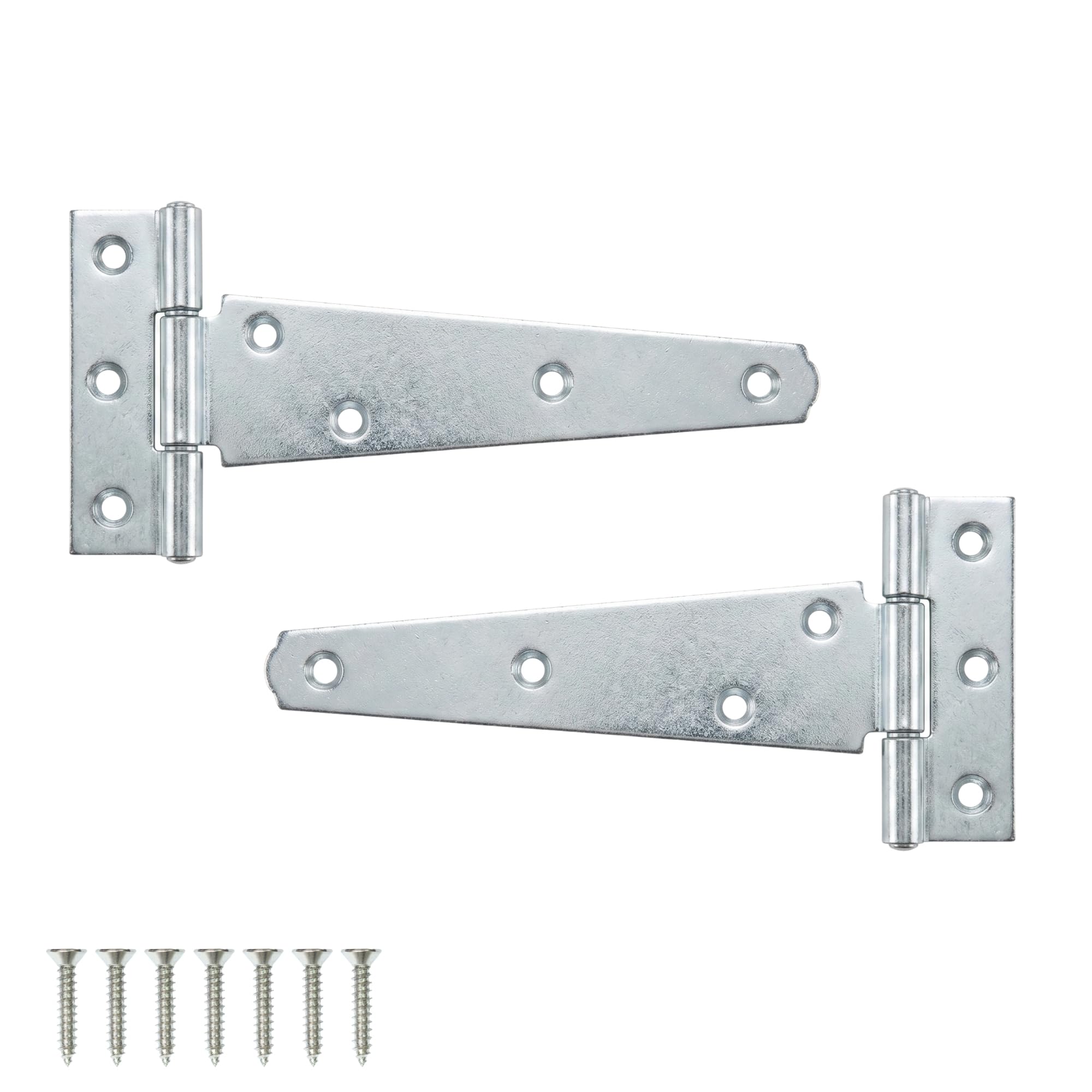 Keypak 2 Pack 150mm (6") T-Hinges Zinc Plated, Weather-Resistant Metal Tee Hinges for Wooden Gates, Shed Doors, Barn Doors & External Use