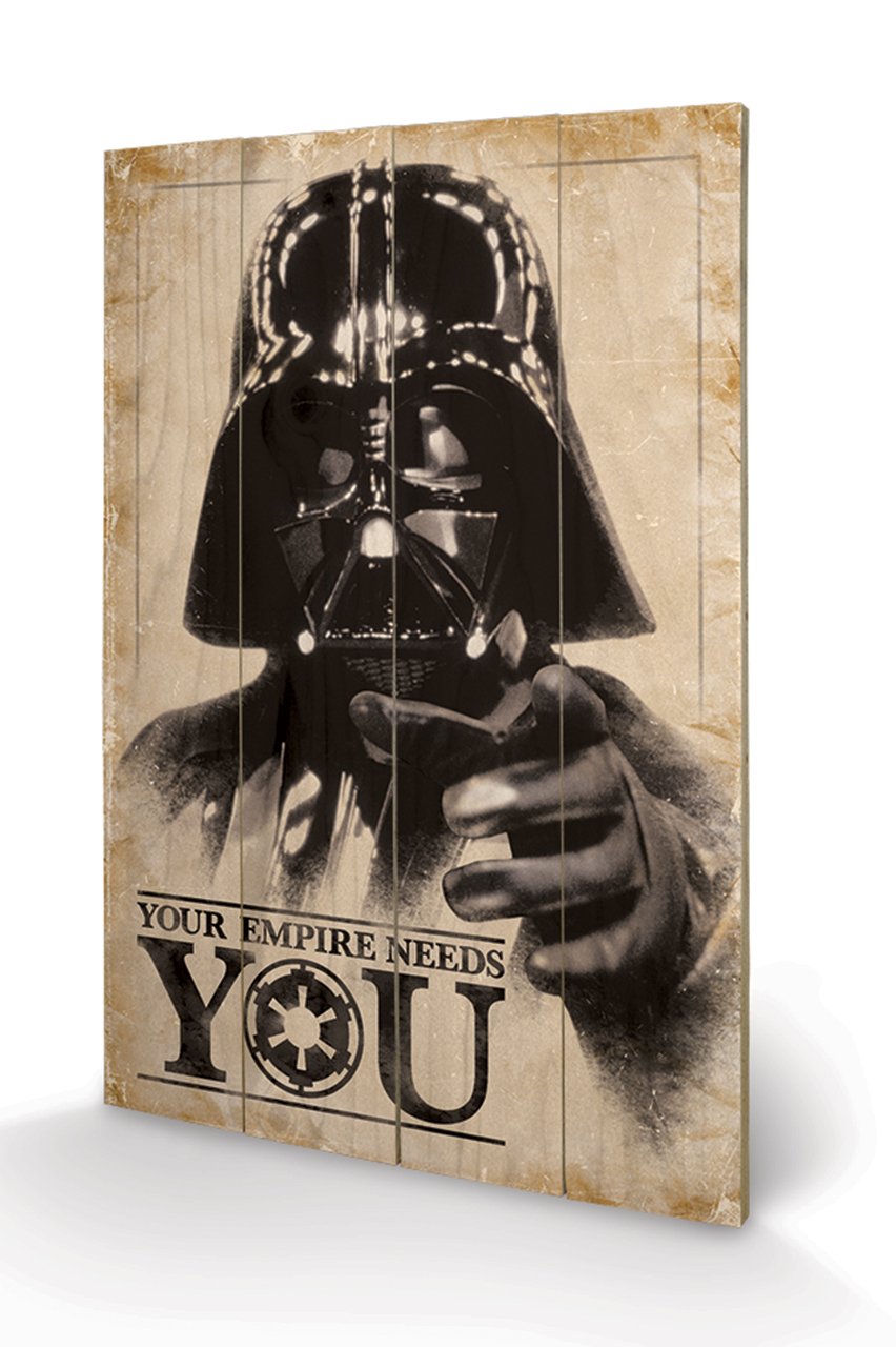 Idée cadeau geek avec cette impression sur bois Star Wars de 40 x 59 cm