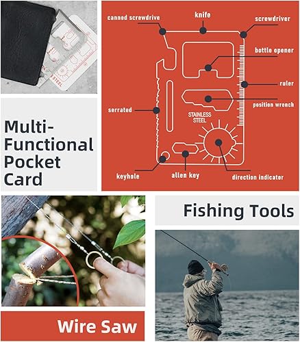 Vista 13 de VEITORLD Gifts for Men Dad Him Christmas - Survival Gear and Equipment 12 in 1, Survival Kits - Cool Unique Fishing Hunting Birthday Gifts for