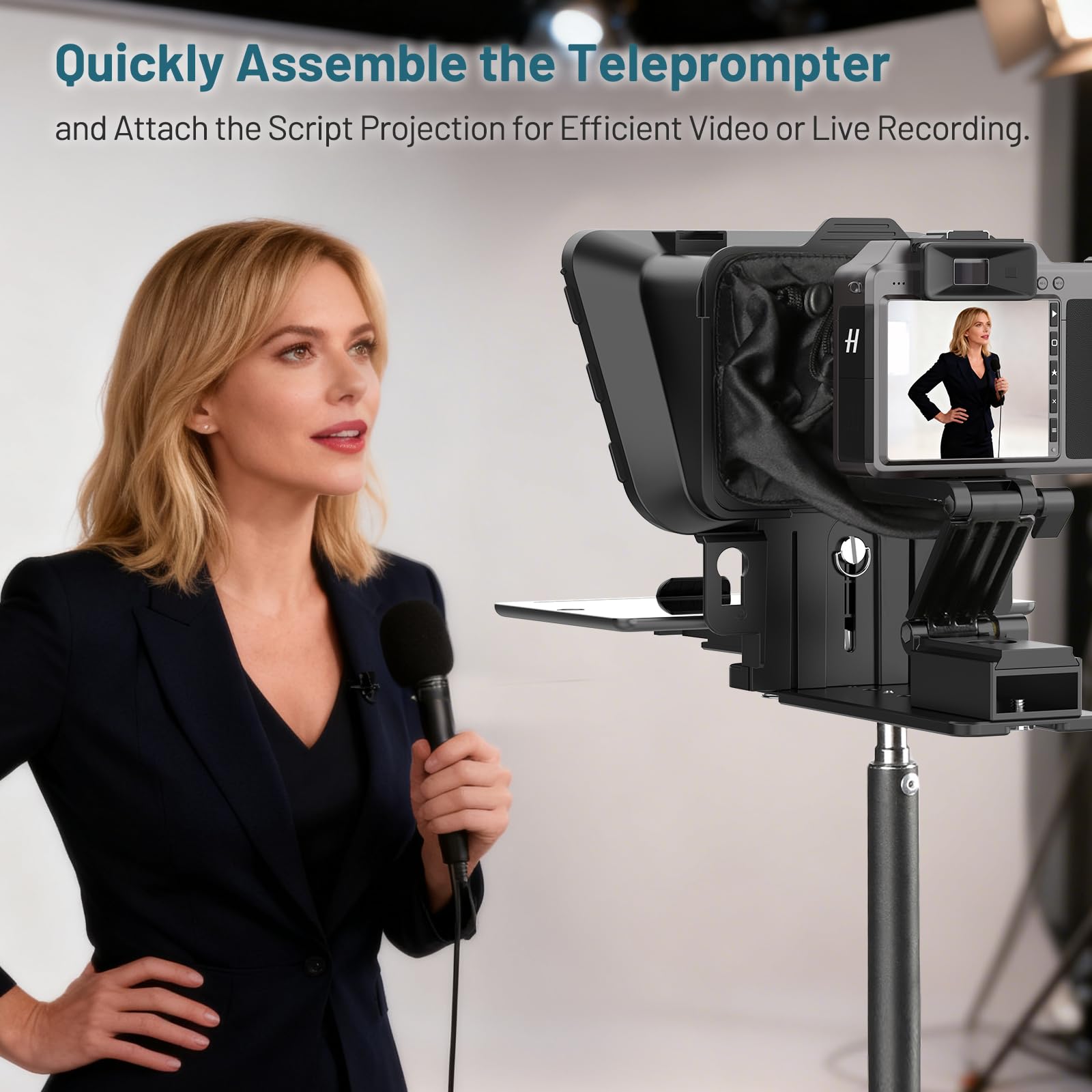 Desview Téléprompteur P8 pour smartphone, iPad, tablette, appareil photo, prompteur avec télécommande et application, sac de transport - Idéal pour l'enseignement en ligne, les flux en direct et le