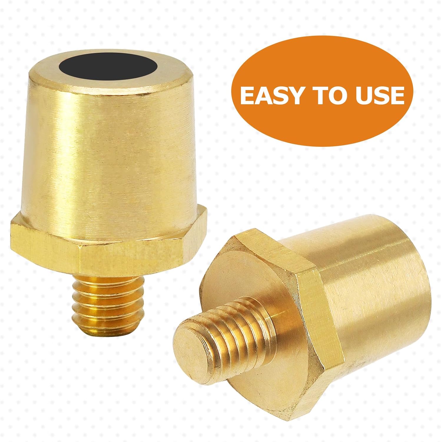 Luomorgo 1 Pair M8 Thread Male Battery Terminal Charging Post, Brass Battery Post Adapters (+/-) for M8 Battery Posts Extension