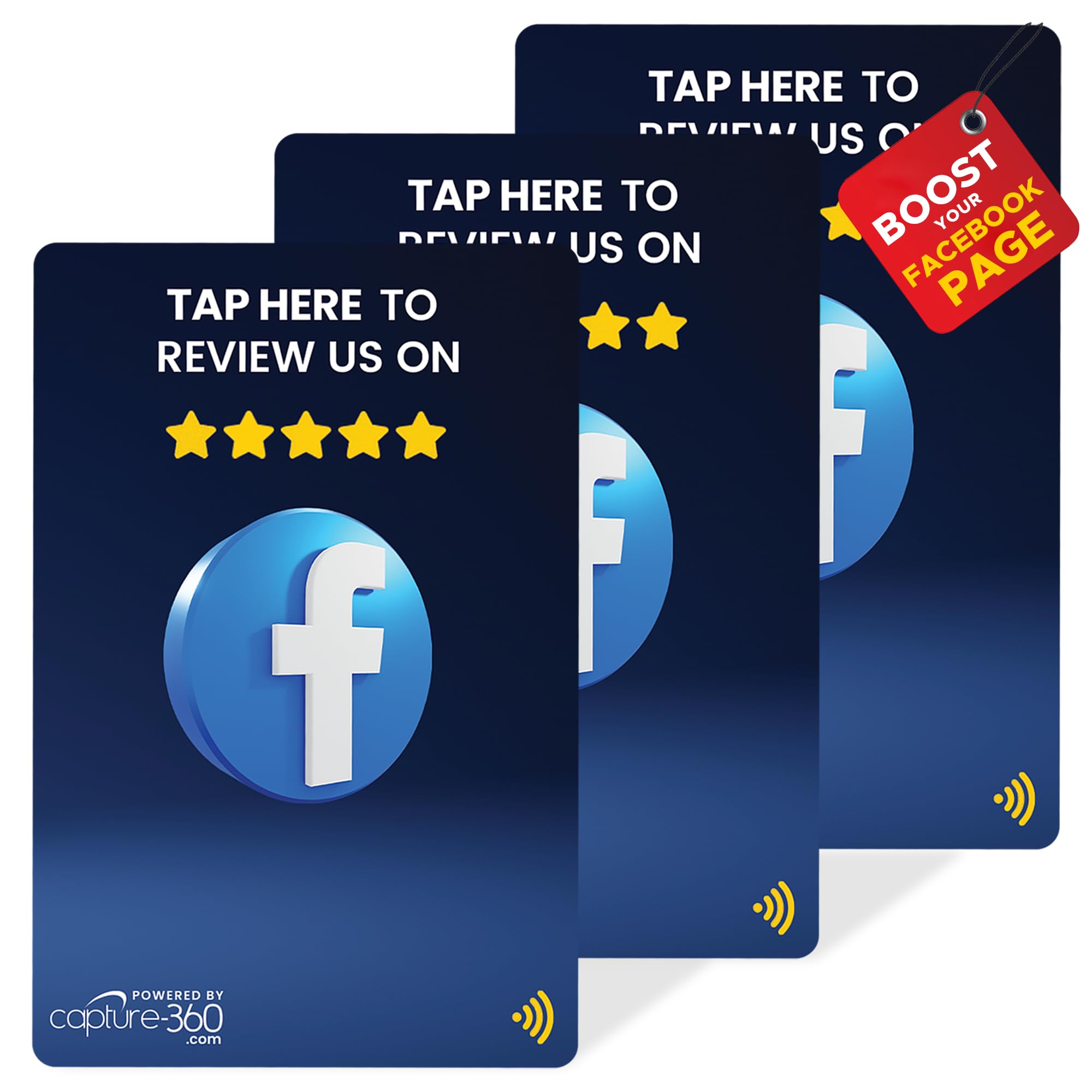 Reusable Social Media Card Scan & NFC Activation, Compatible with Facebook - Follower Increase Tool for Influencers and Businesses, Compact and Durable, Easy Setup - Blue Pack of 3