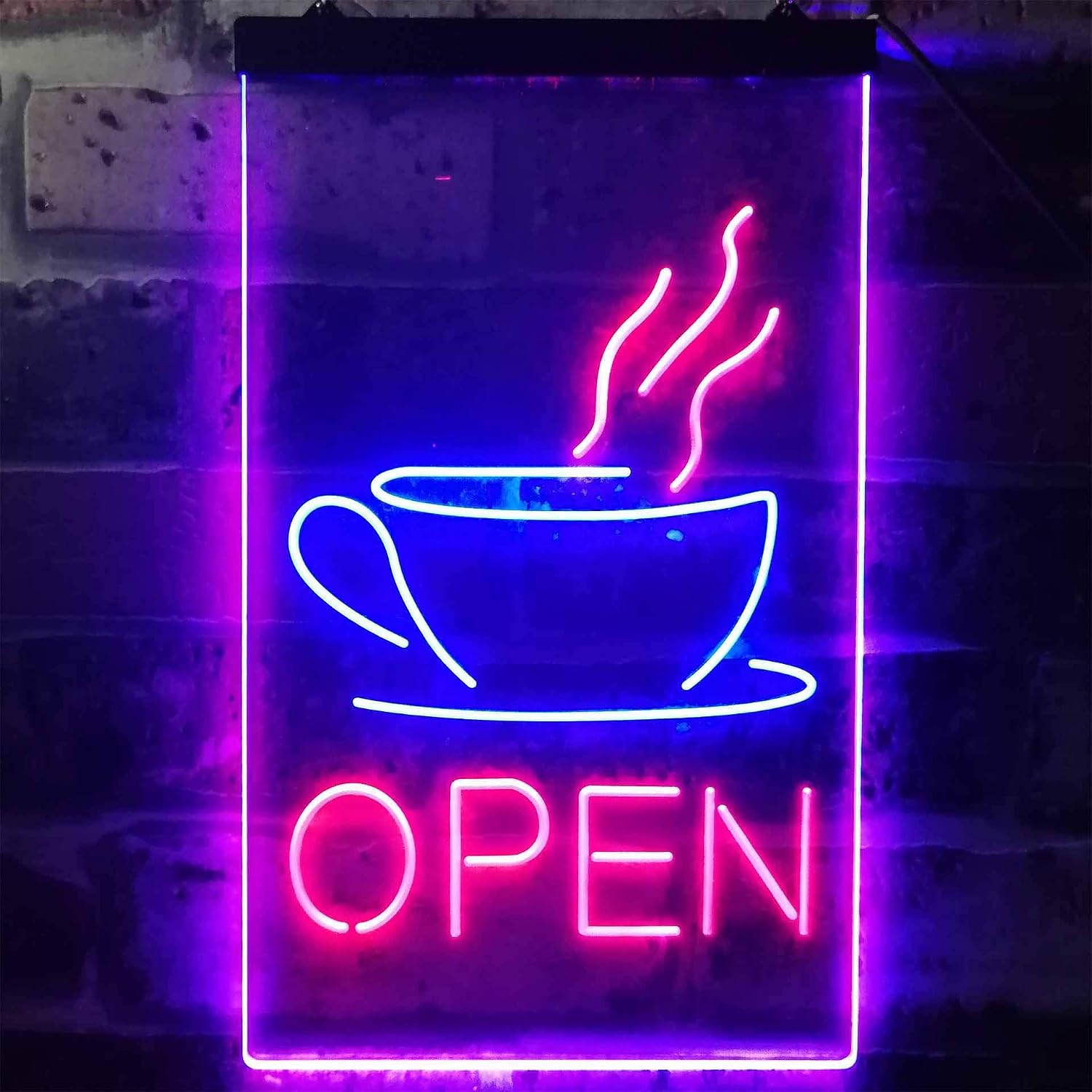 ADVPRO Open Coffee Cup Café Bistro Shop Dual Color LED Neon Sign Blue & Red 8.5" x 12" st6s23-i2038-br