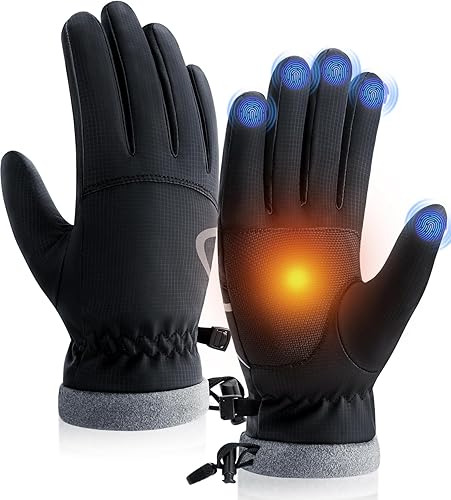 PULIOU Guantes térmicos impermeables de invierno para hombres y mujeres, para clima frío, resistentes al viento, guantes de nieve con dedos para