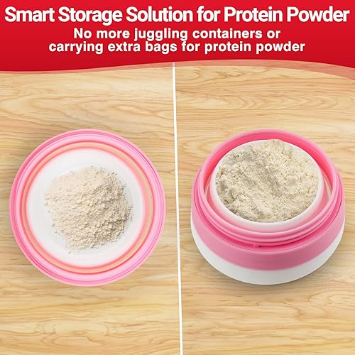 Miniatura 5 de Botella mezcladora de proteínas, plegable, de grado alimenticio, tapa a prueba de fugas, 20.3 fl oz, 20 onzas, coctelera rosa, vaso mezclador de