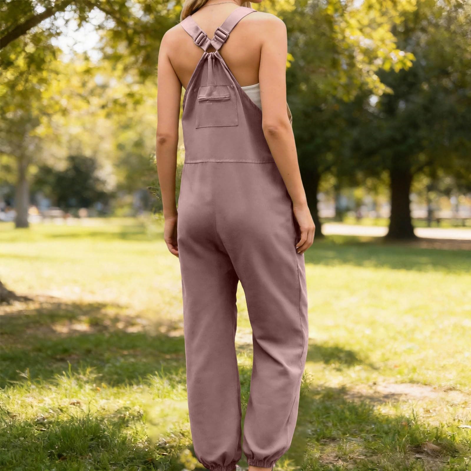 Tuta da Lavoro con Tasche e Leggings, Salopette Casual Robusta per Donna