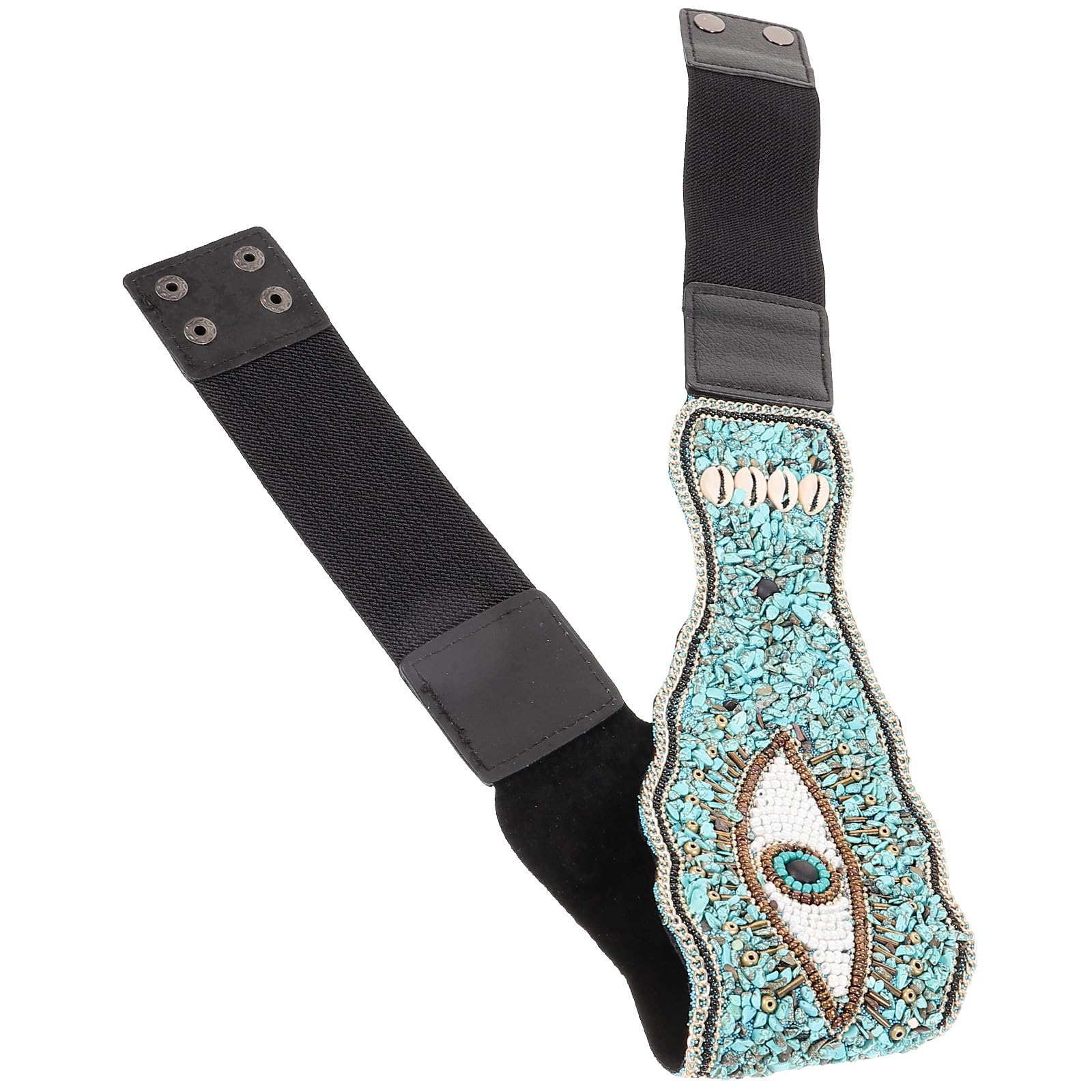 Ceinture perlée turquoise ethnique Milisten large et confortable - 8