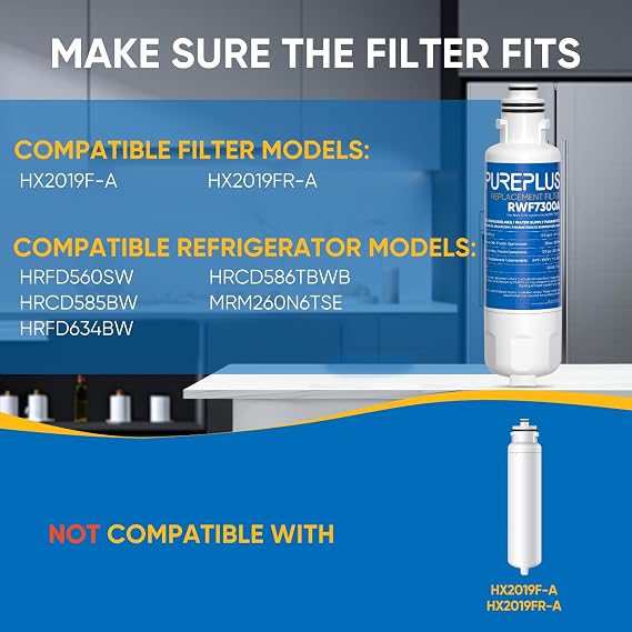PUREPLUS HX2019FR-A Replacement for HX2019F-A, K2100988 Water Filter 3 Pack