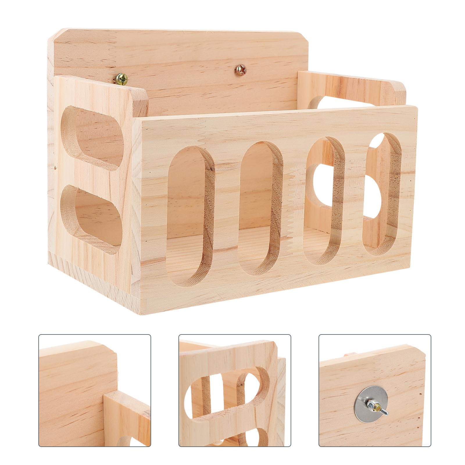 Mangiatoia in Legno per Conigli e Cincillà, da Gabbia | Installazione Semplice, Uso Sicuro, per Cavia e Recinto, Struttura Compatta Supporto Fisso
