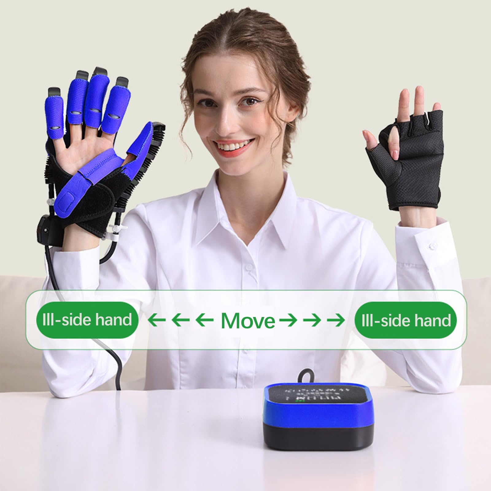 Dispositivo Recuperación Función Mano,Guante de Robot de Rehabilitación,Equipo Recuperación Mano,Artritis y Accidentes Cerebrovasculares,para Pacientes con Parálisis Cerebral(Size:l,Color:izquierda)