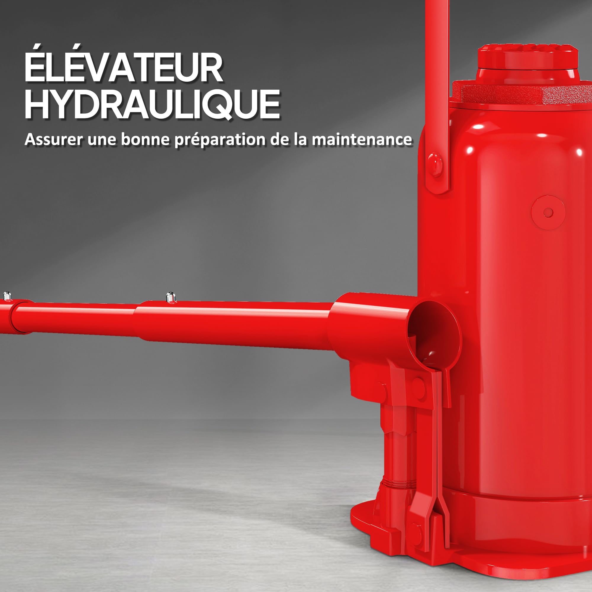 HOMCOM Cric Bouteille hydraulique 12 T, cric hydraulique à Bouteille Gamme de Levage 190-370mm avec Longue poignée et Selle, pour Pick-up, Camion, Camping-Car, réparation Automobile, Rouge