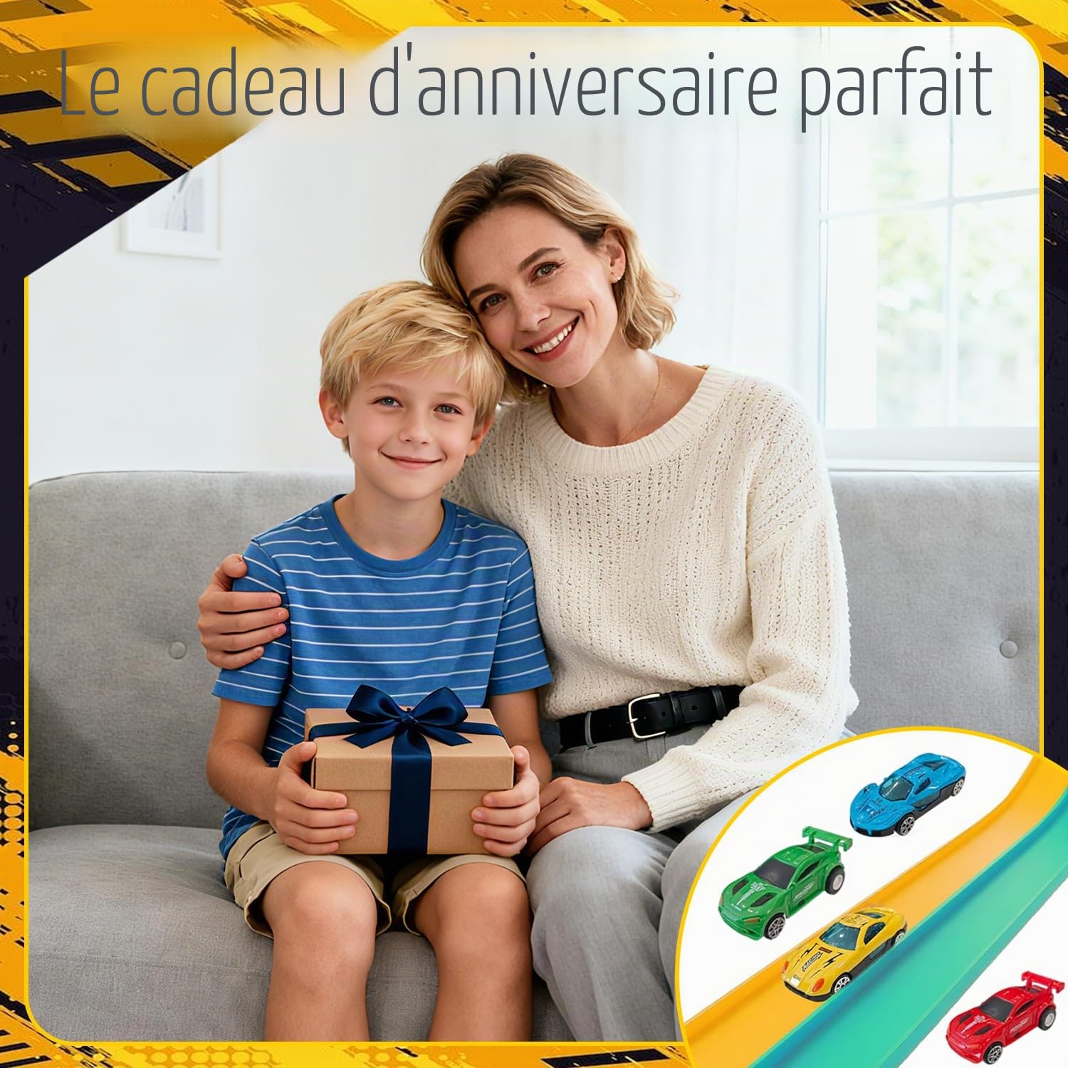 Circuit de Voiture Flexible, Circuit de course flexible pour voitures de course, Portable Piste de Course Jouet pour Voiture, Piste de Voiture Jouet Librement Construite, Cadeau pour Garçons et Filles