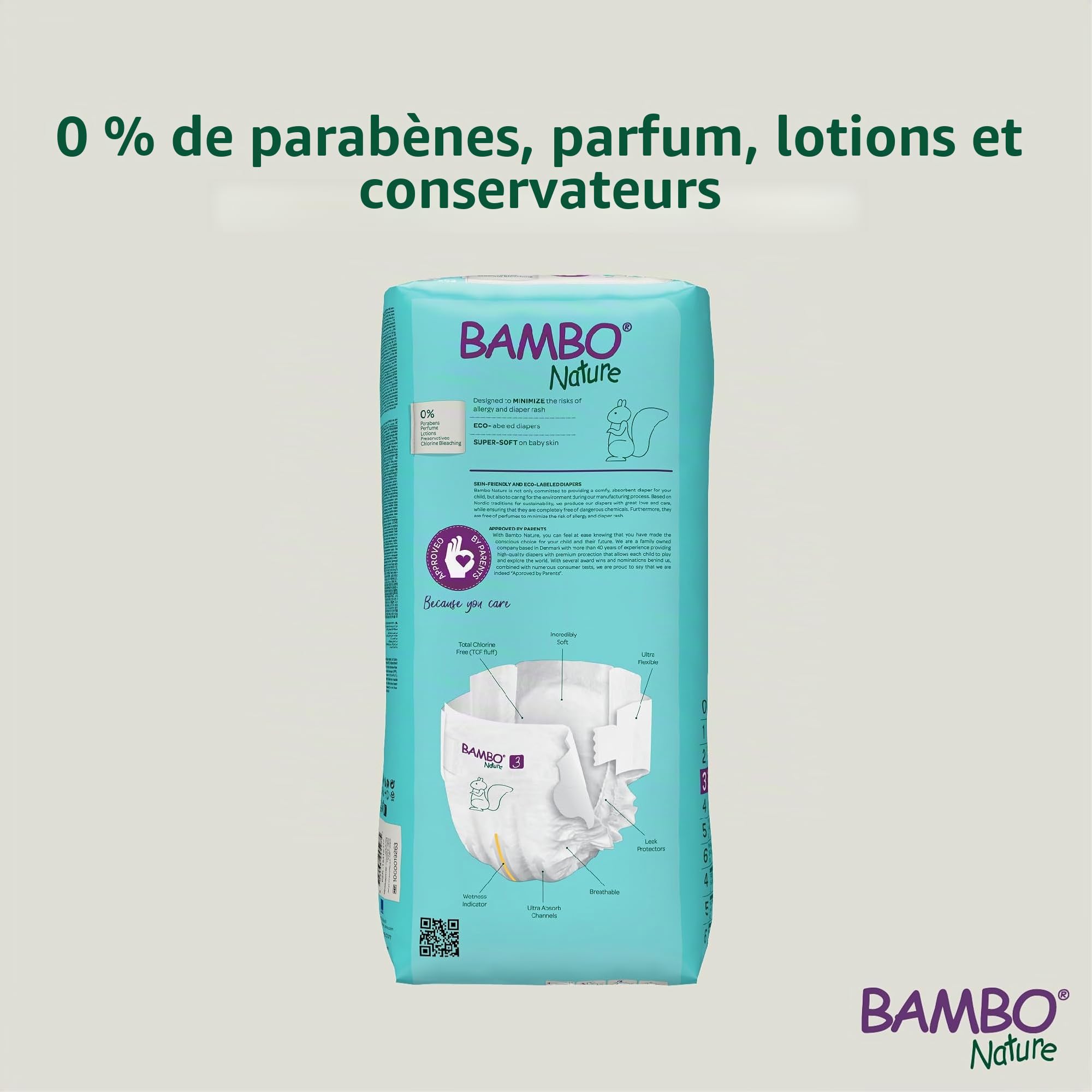 Bambo Nature Couches écologiques de qualité supérieure, couches durables étiquetées écologiques, protection améliorée contre les fuites, couches sûres et confortables pour bébé, sûres et confortables