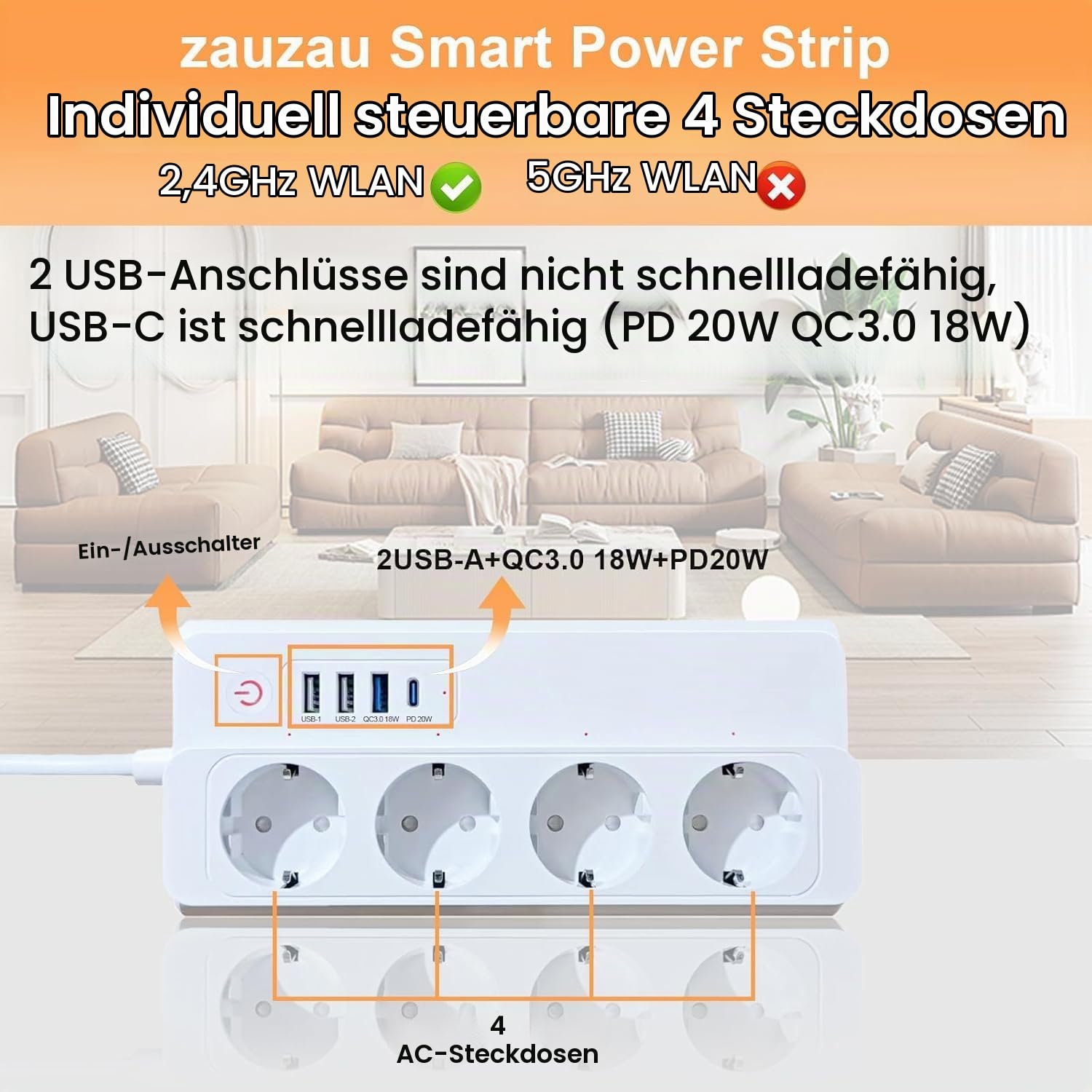 UseeLink ZigBee Smart Steckdosenleiste, 16A, Fernsteuerung, Sprachsteuerung, Zeitplan & Timer, Kompatibel mit Alexa, Google Home, Home Assistant,ZigBee Hub Erforderlich