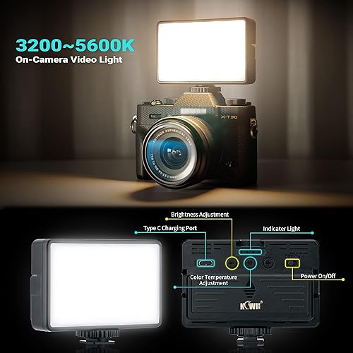 Miniatura 3 de Luz de video LED ultra brillante 3200-5600K para Canon EOS R100 R50 M50 M6 Mark II Sony ZV-1 II ZV-E10 A7C II A6600 A6500 Fujifilm X-S20 X-T200