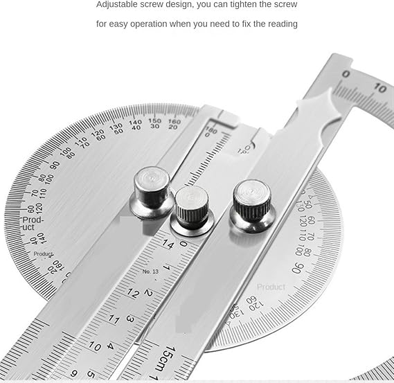 Stainless Steel 180 Degree Protractor Metal Angle Ruler Professional Meter Ruler Gauge Finder Goniometer Conveyor Tool(14cm)