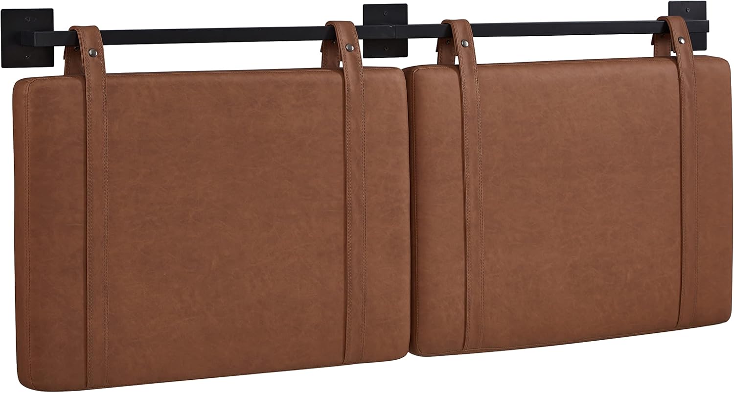 Ball & Cast Wall Mount Queen Headboard Faux Leather or Fabric Double Side Use Upholstered Headboards,Vintage Brown& Gray Brown&grey-queen