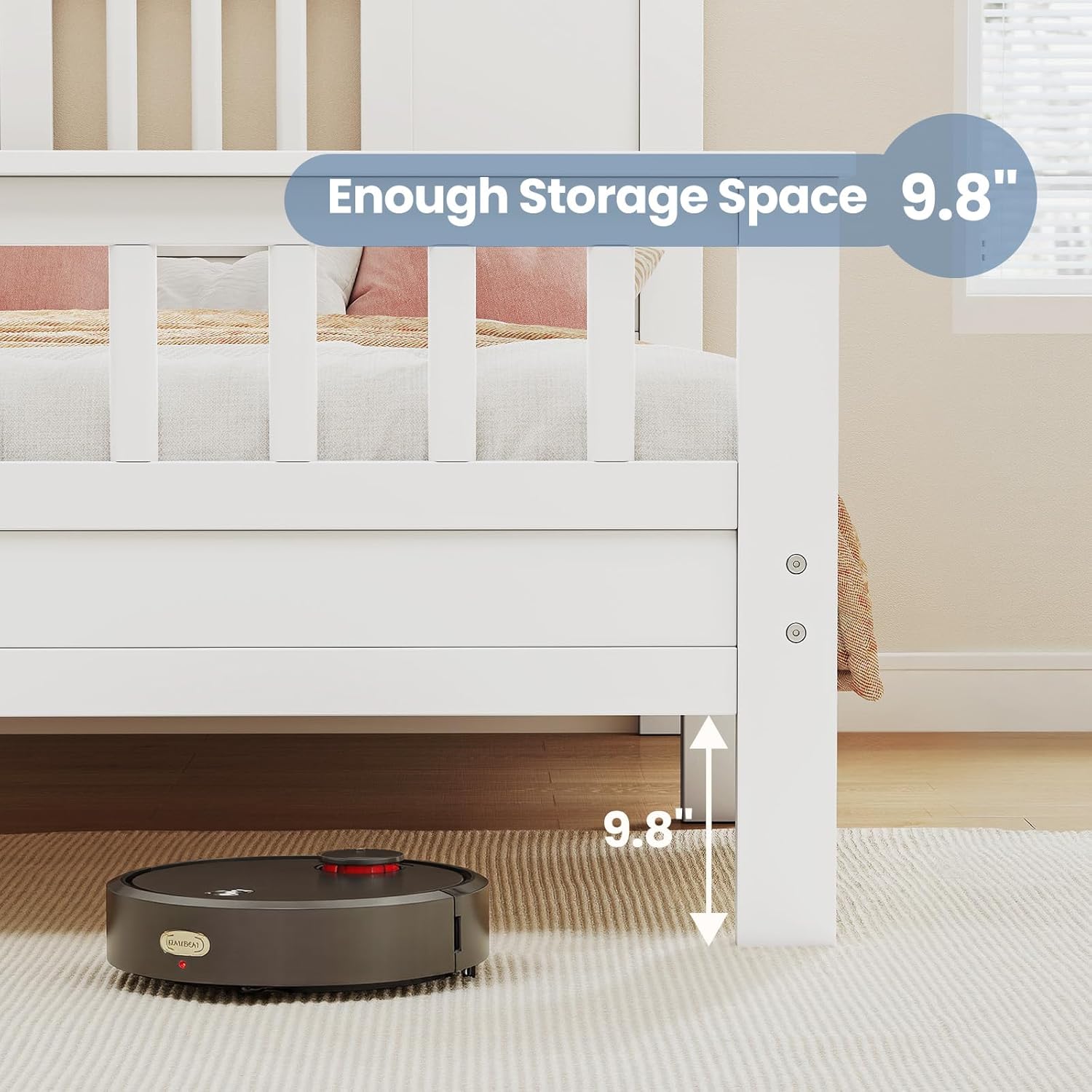 DUMOS Metal Platform Bed Frame - Twin Size Mattress Foundation with Headboard and and Footboard, No Box Spring Needed with 350LBS Sturdy Wooden Slats Support, Noise Free, White