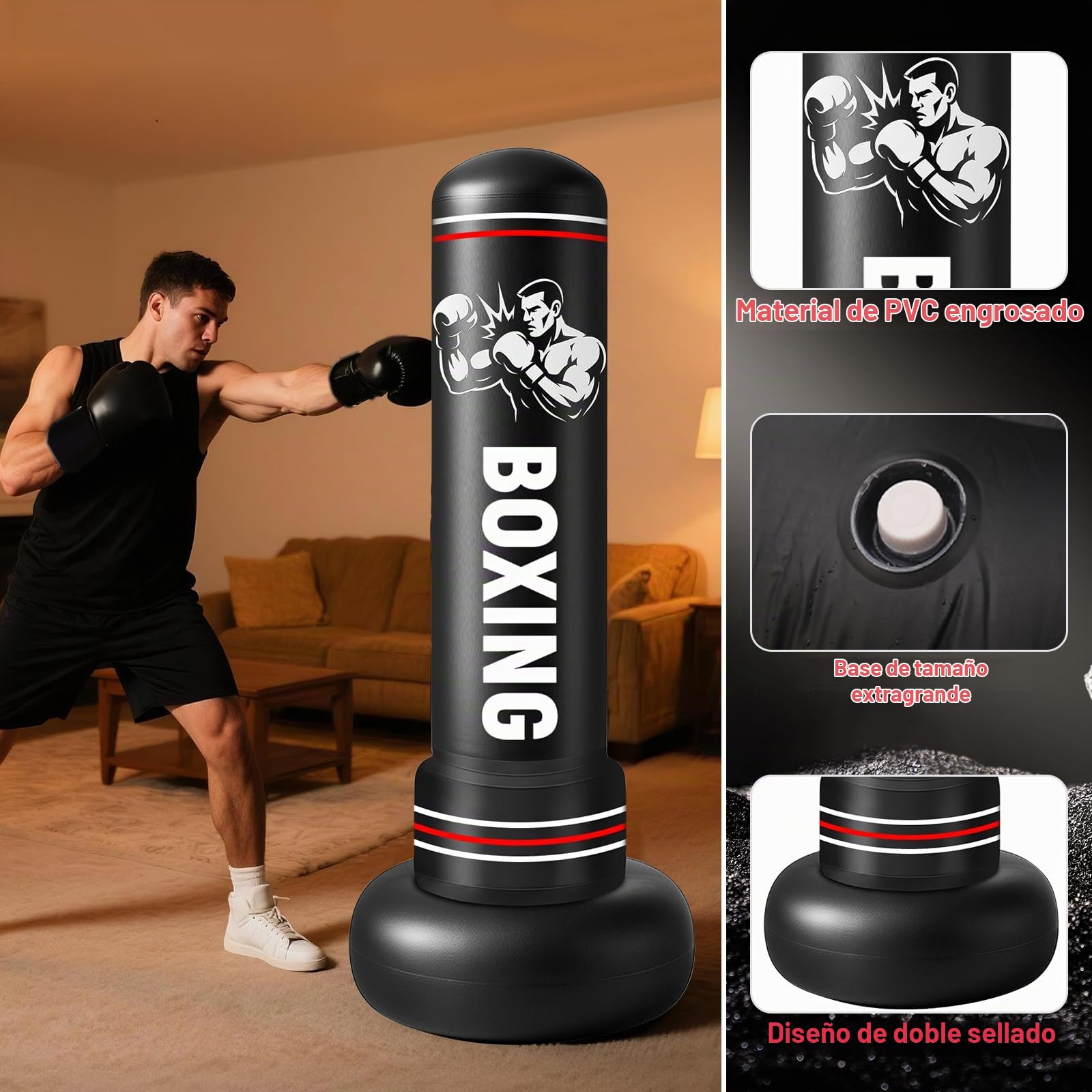 Ninonly Saco de Boxeo Adulto 190cm, Pesado Saco Boxeo de Pie