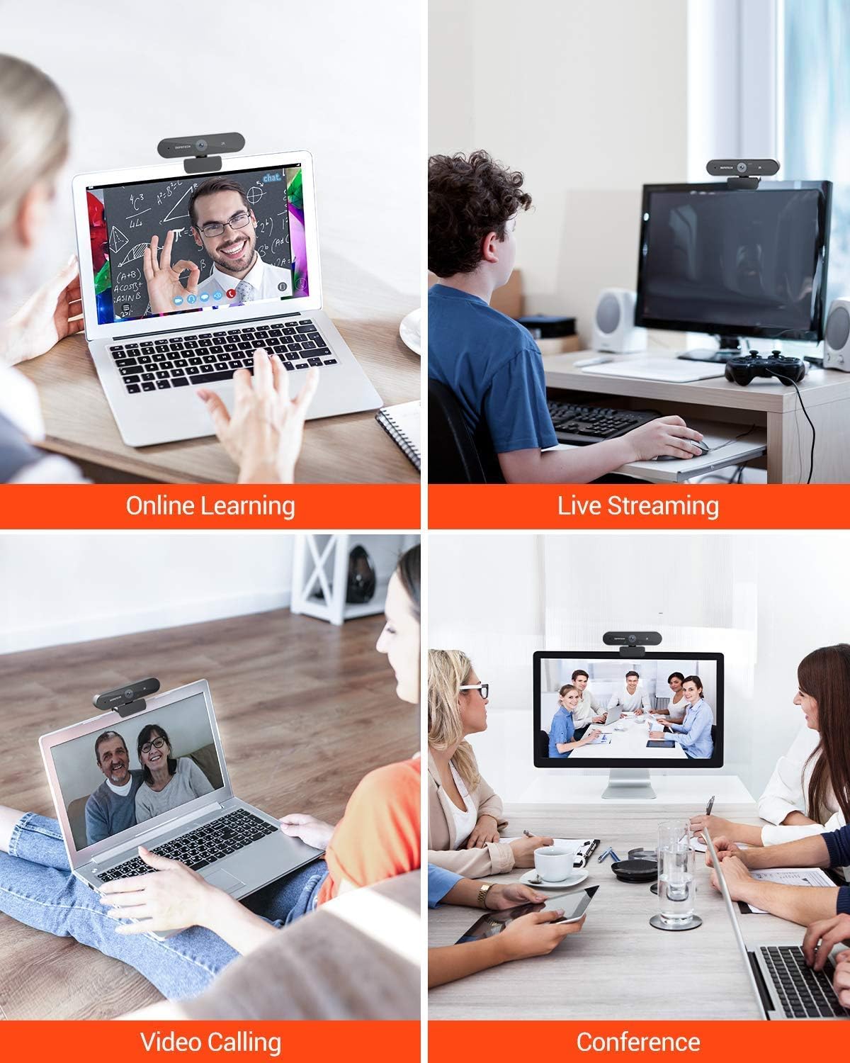 Webcam with Microphone, DEPSTECH 2K QHD Web Camera Video Streaming Webcam,Plug and Play USB Webcam for Conferencing/Calling/Gaming, Laptop/Desktop Mac, Skype/YouTube/Zoom/Facetime