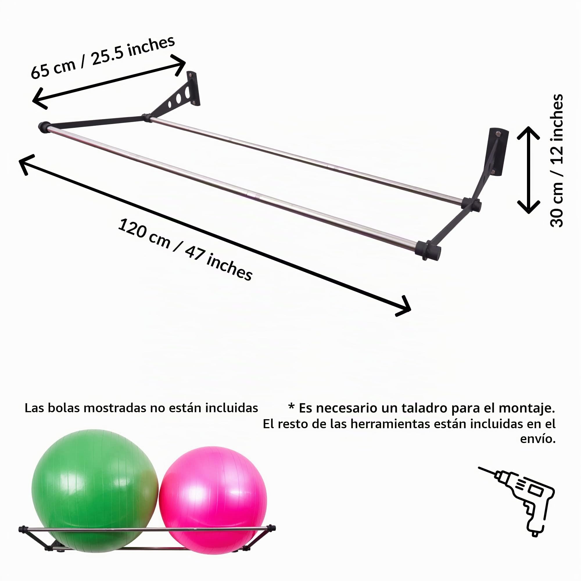 Soporte De Pared Para Pelotas De Ejercicio | Colgador De Pelotas | Para Pelotas De Yoga, Pelotas De Fitness | Soporte Pelotas Pilates Pared | Soporte Balon Futbol | Soporte Balon de Pilates
